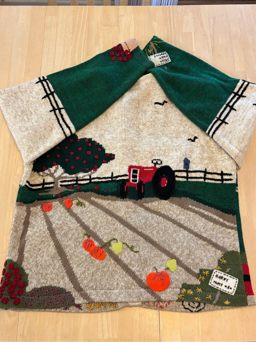 Susan Bristol Vintage 1999 Cat In A Sweater on a Farm!! Fall Autumn Cardigan - Picture 7 of 15